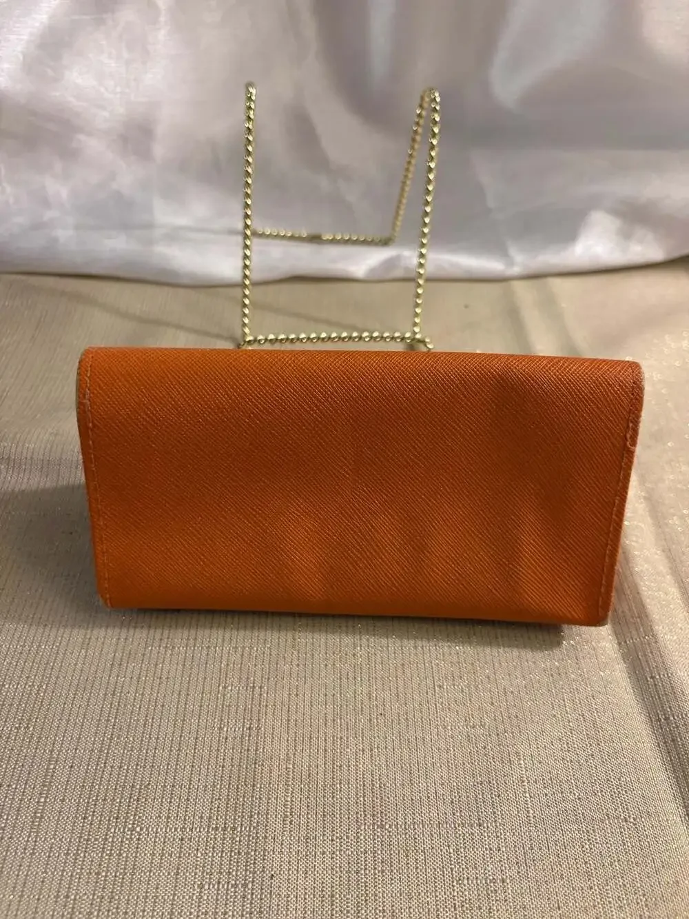 Tory Burch Saffiano Leather Hard Triangular Eyeglass Case Burnt Orange